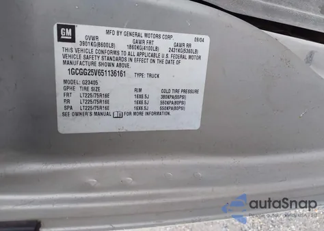 2005 Chevrolet Express z USA, uszkodzony, nr VIN 1GCGG25V651136161